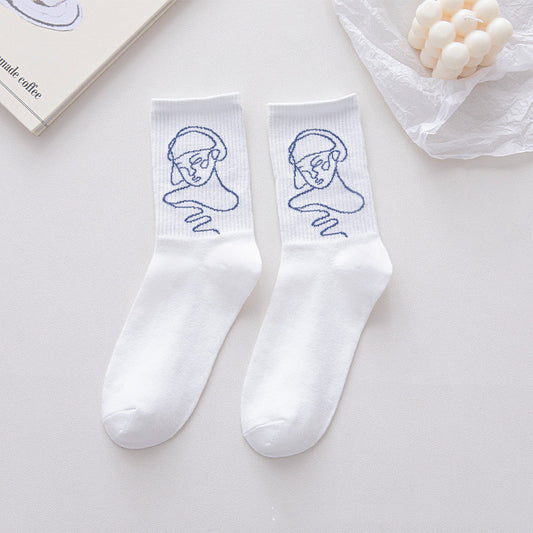 Japanese Women's New Breathable Sweat-absorbing Mid-tube Socks