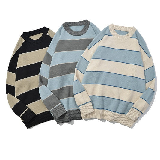 Casual Pullover Striped Sweater Men's And Women's Neutral Sweater