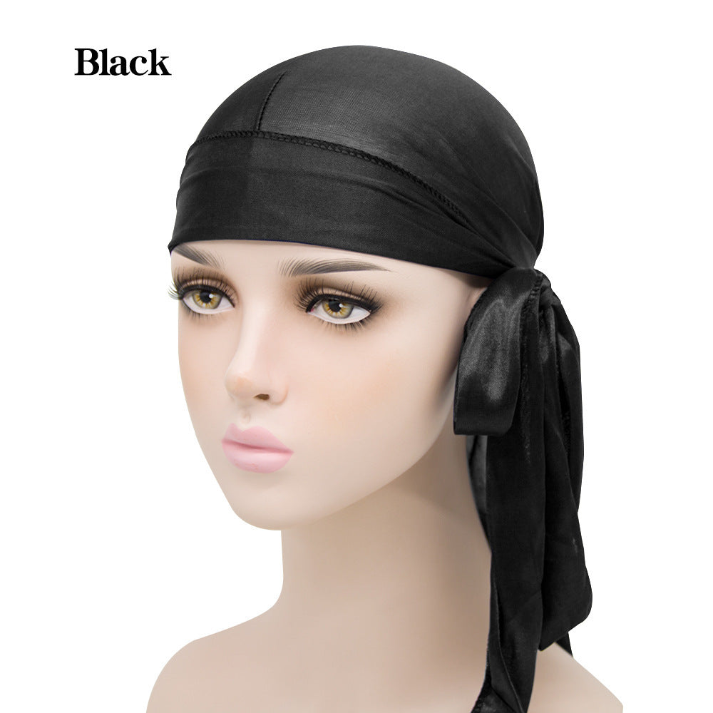 Unisex Satin Hovedbeklædning med Lang Hale  Strækbar Pirathat Og Hip Hop Turban til Mænd Og Kvinder, Elastisk Bandanahue til Kostume Og Mode