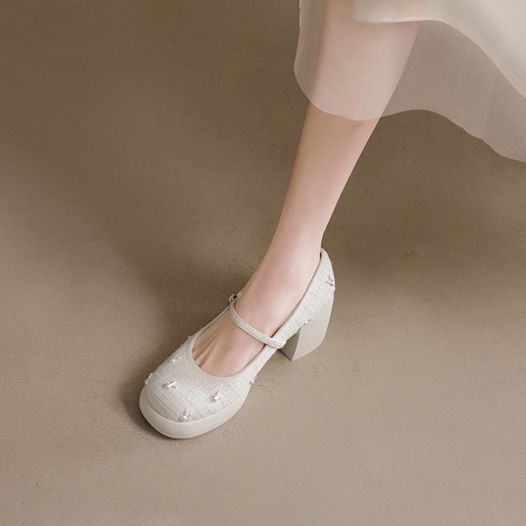 Women's Fashion Retro Chunky Heel Shoes