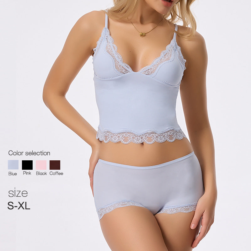 Cross-border Sexy Lace Thong Suspender Boxer Briefs With Lace Trim