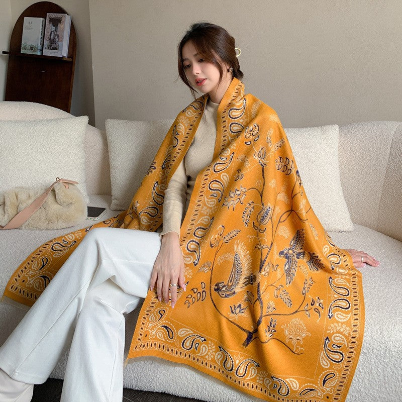 All-matching Thickened Double-sided Student Scarf Dual-purpose Tassel Shawl