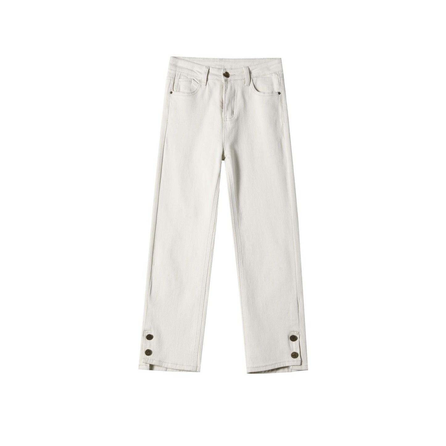 Womens Button-fly Cropped Cigarette Pants