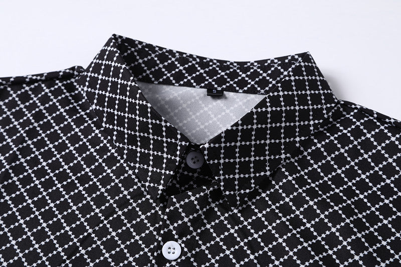 Classic And Fashionable Diamond-shaped Small Checkered Shirt For Men