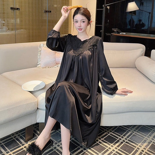 Summer Long-sleeve Plus-size Solid-color Dress