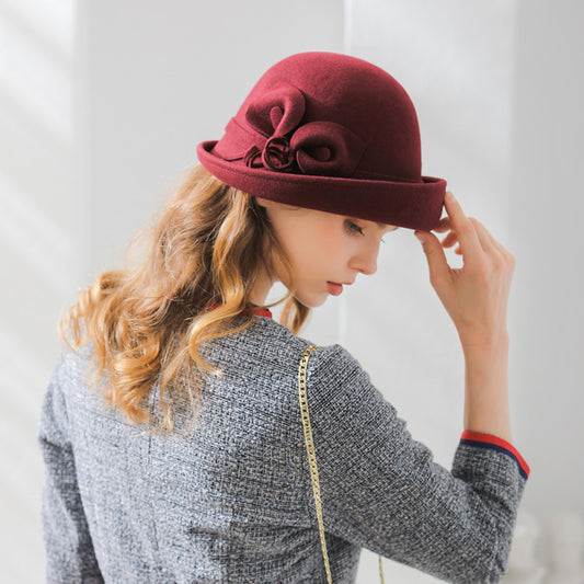 New Ladies Fashion Dome Roll Edge Woolen Hat