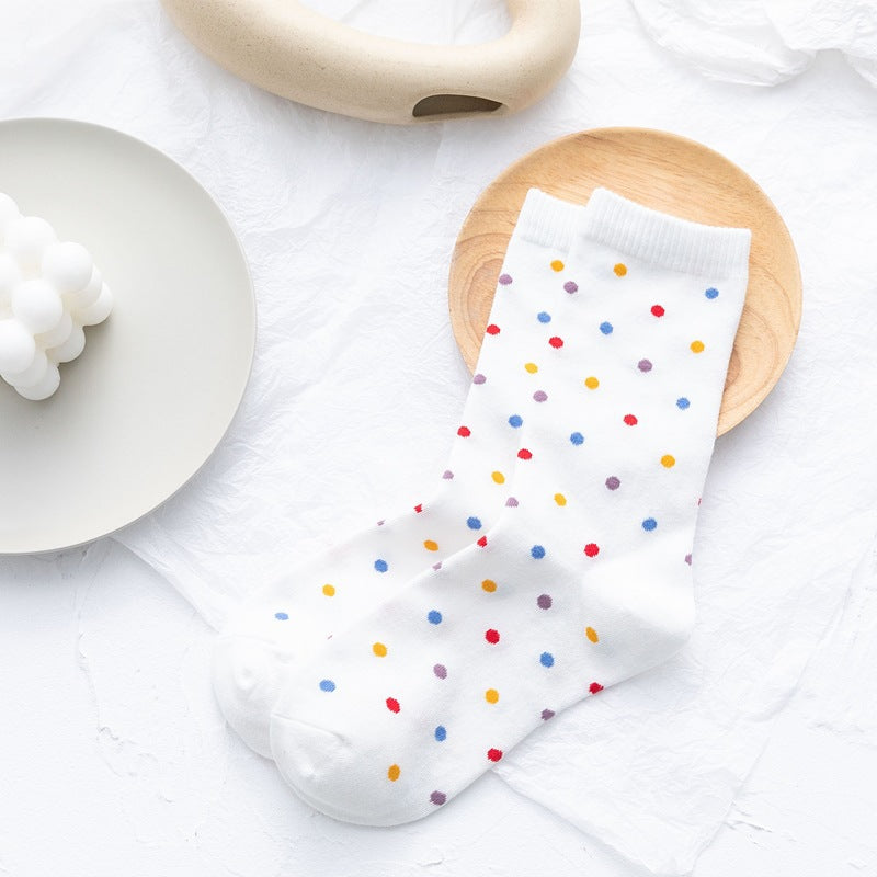 Japanese Color Wavelet Dot Cotton Mixed Women's Socks