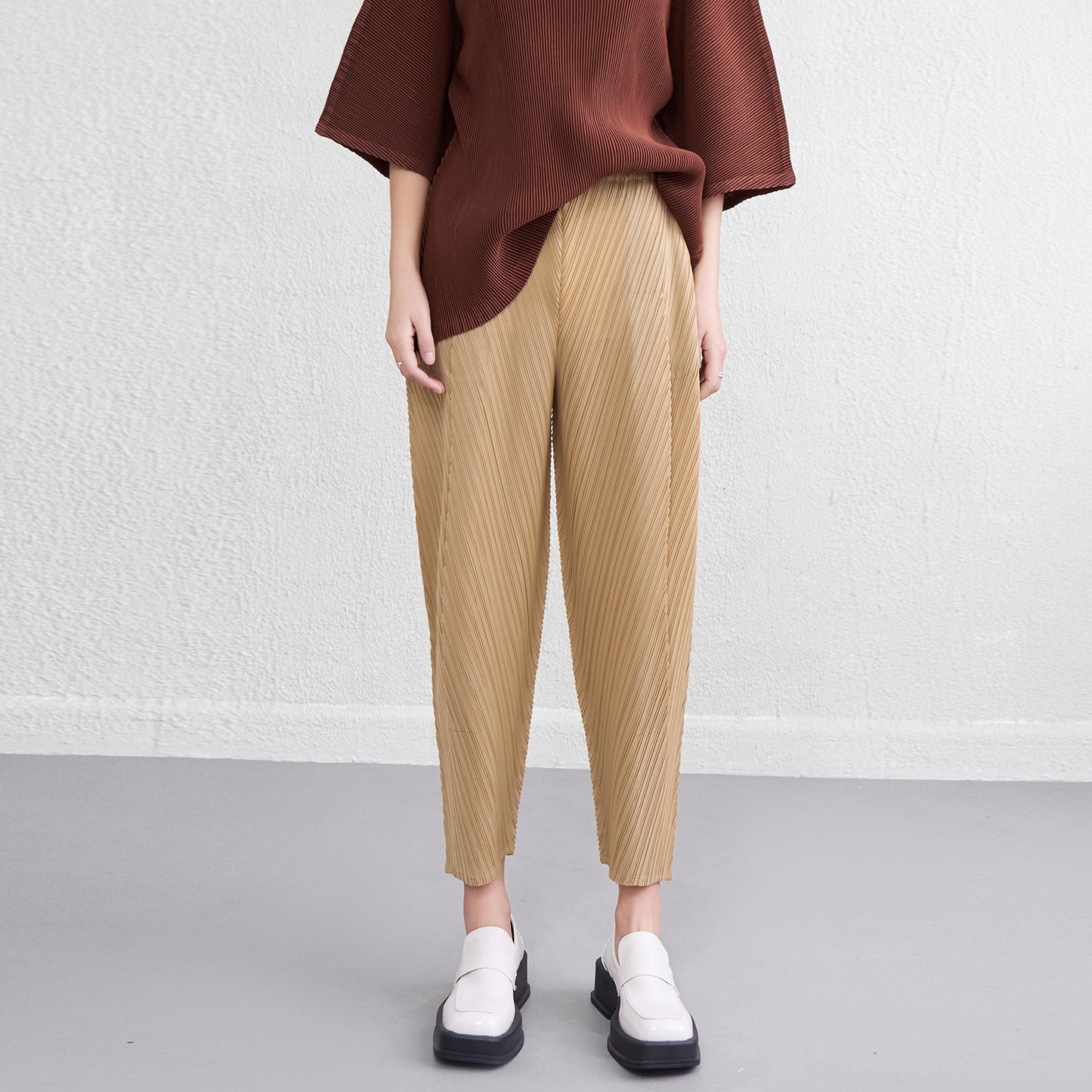 Pleated Craft Spring And Summer High Waist Slimming Skinny Pants