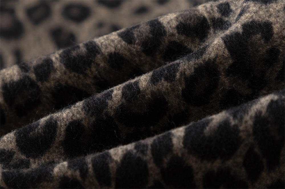 European And American Style Fleece-lined Thickened Leopard Print Jacket Men