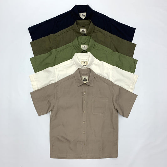Flat Hem Cotton And Linen Short-sleeved Shirt Men's Japanese-style Retro Linen