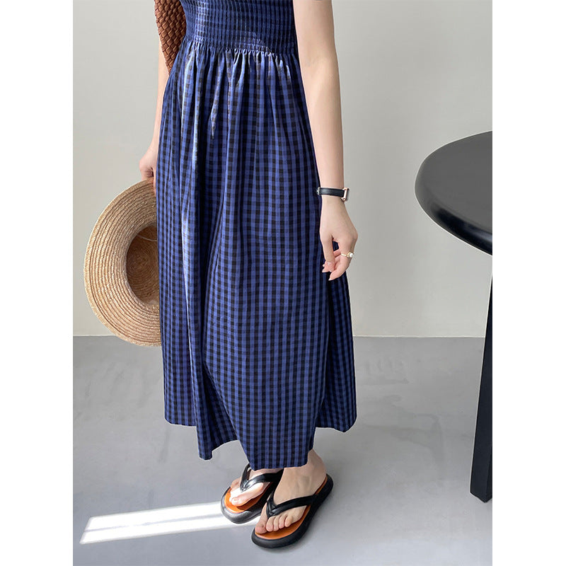 Suspender Dress Pleated Waist Slimming Maxi Skirt