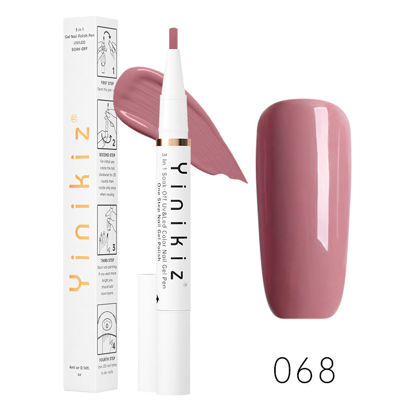 Et-Trins Neglelim Lazy Pen Hvid Tre-i-én UV Neglelak Praktisk Og Hurtig Begynder Manicure