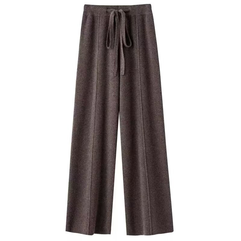 Women's Wool High Waisted Casual Wide Leg Pants