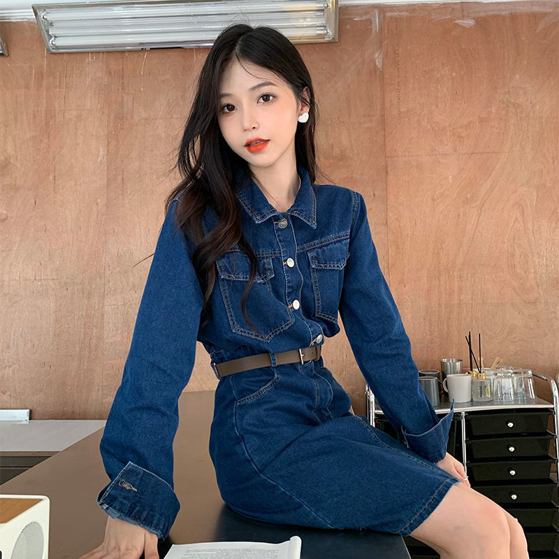 Vintage-chic Denim Dress For Women