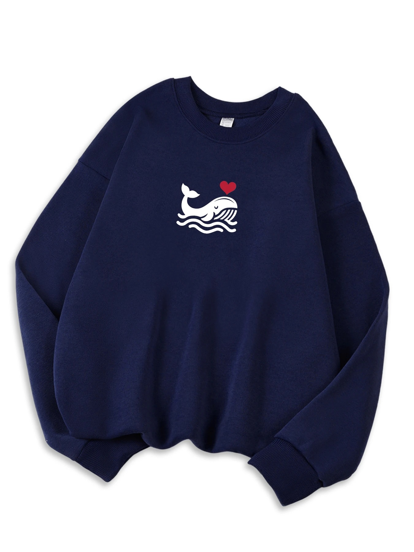 Afslappet sweatshirt til kvinder med print, hyggelig hættetrøje til efteråret, blød uldblanding