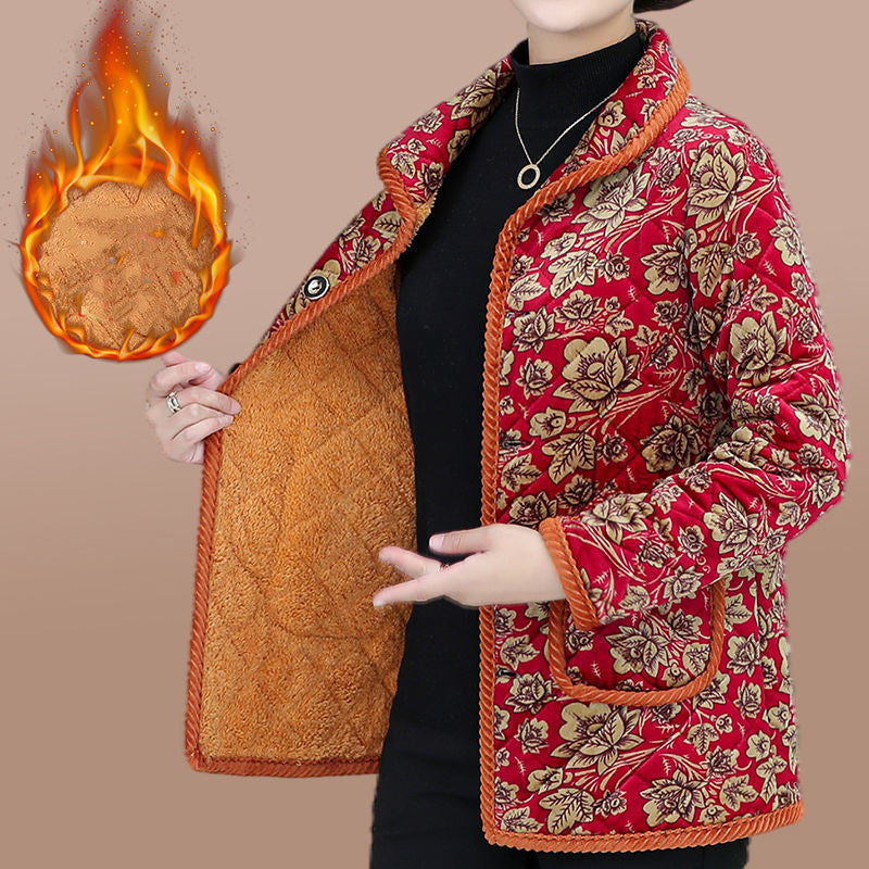 Winter Velvet Thickened Women's Short Cotton Padded Jacket Coat
