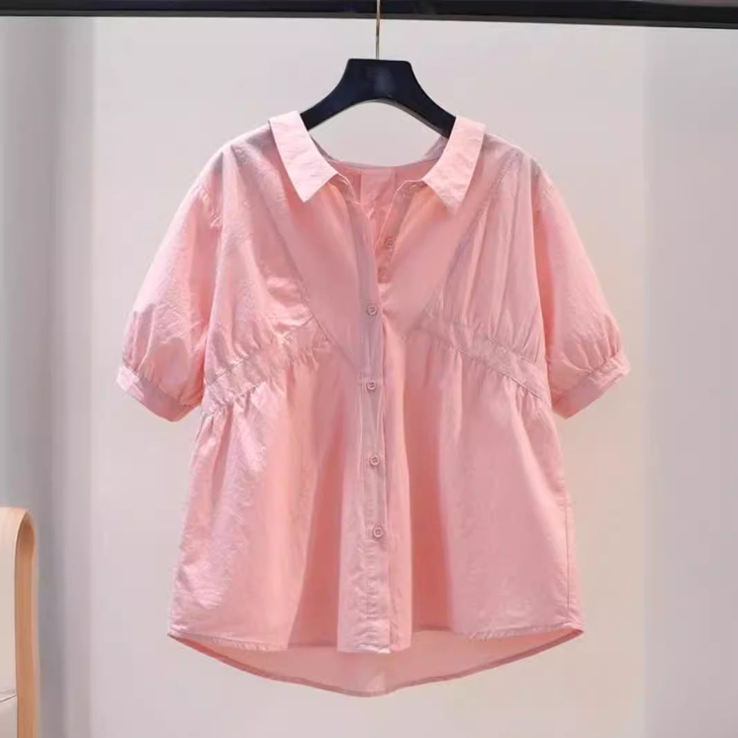 Dameskjorte med pufærmer i chiffon