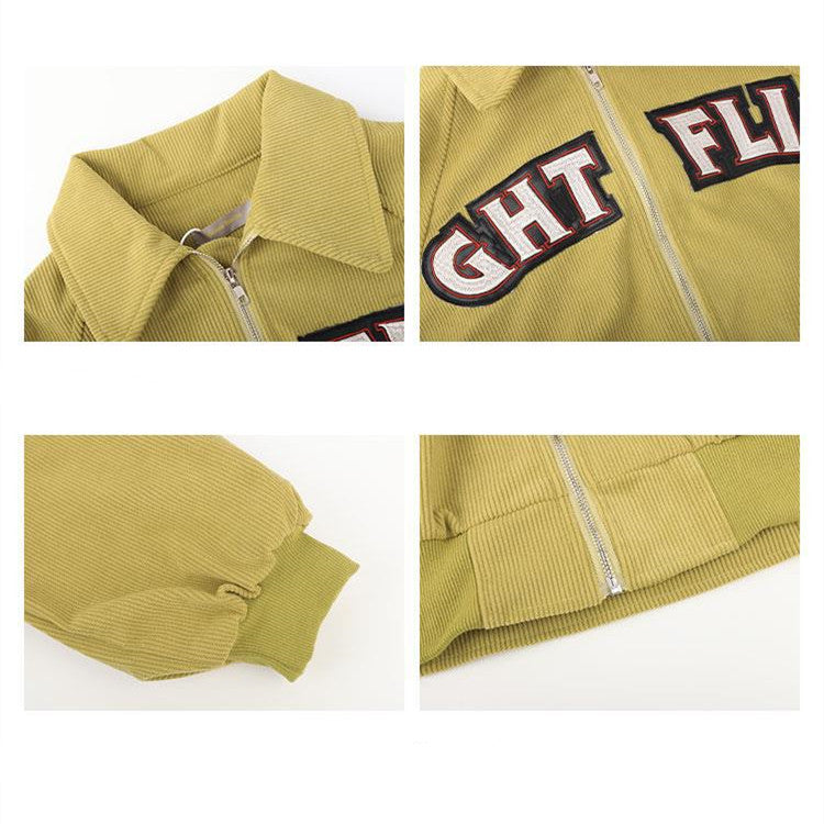 Women's Retro Alphabet Casual Corduroy Jacket