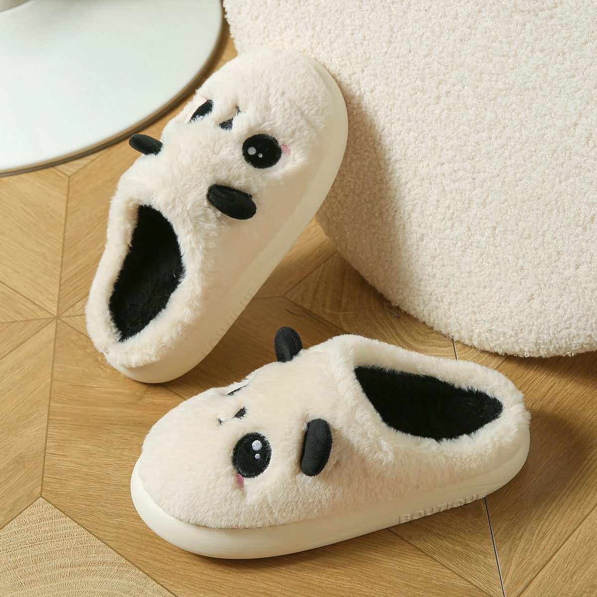 Cute Panda Cotton And Linen Soft Bottom Non-slip Slippers