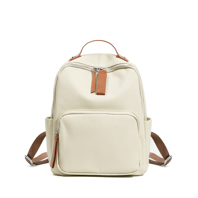 Large Capacity Portable Computer Lightweight Leather Niche Women's Backpack