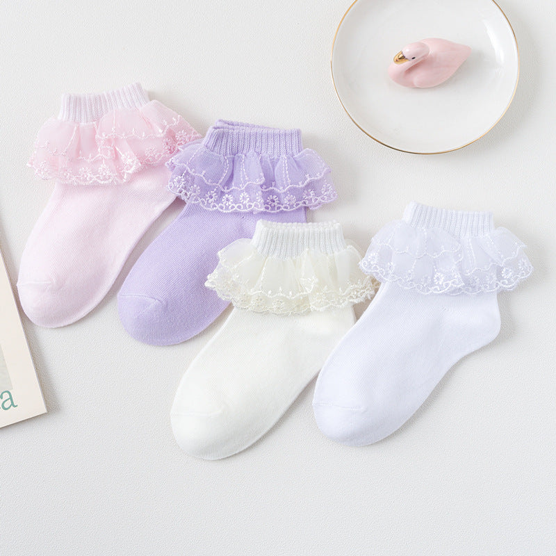 Mid Tube Winter Lace Atin Dance Princess Socks