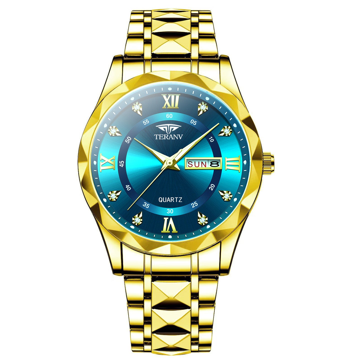 Watch Men's Chinese And English Calendar Diamond Shell