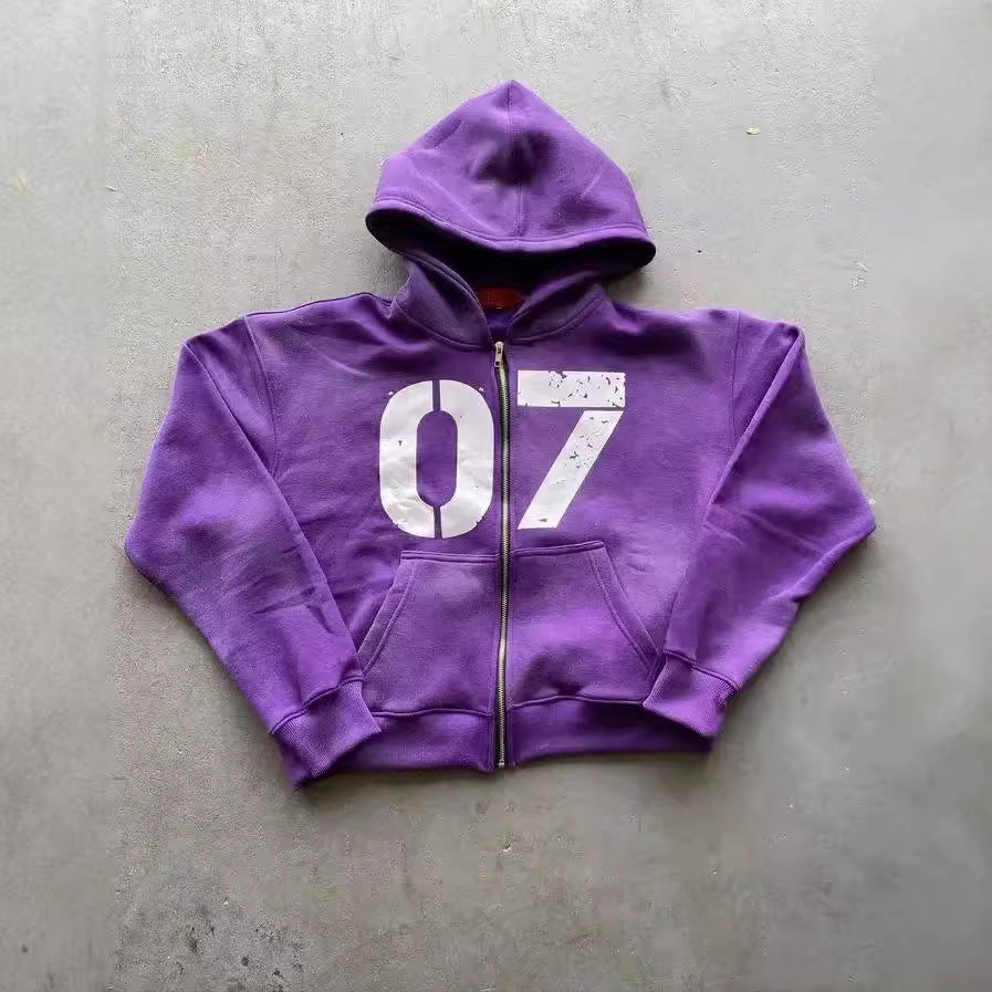 Loose Sweater Suit Men's And Women's Maychao Hip Hop Sports Zipper Hooded Sweater Pants Suit