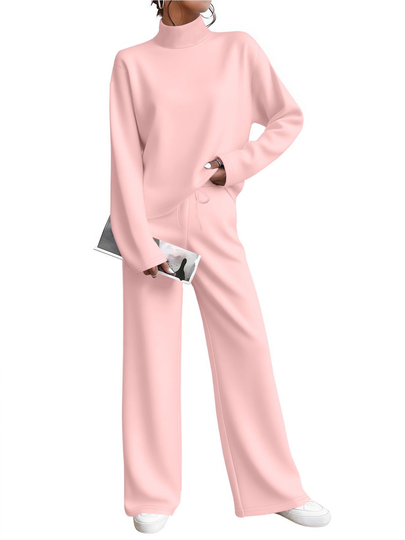 Solid-color T-shirt And Pants Two-piece Set