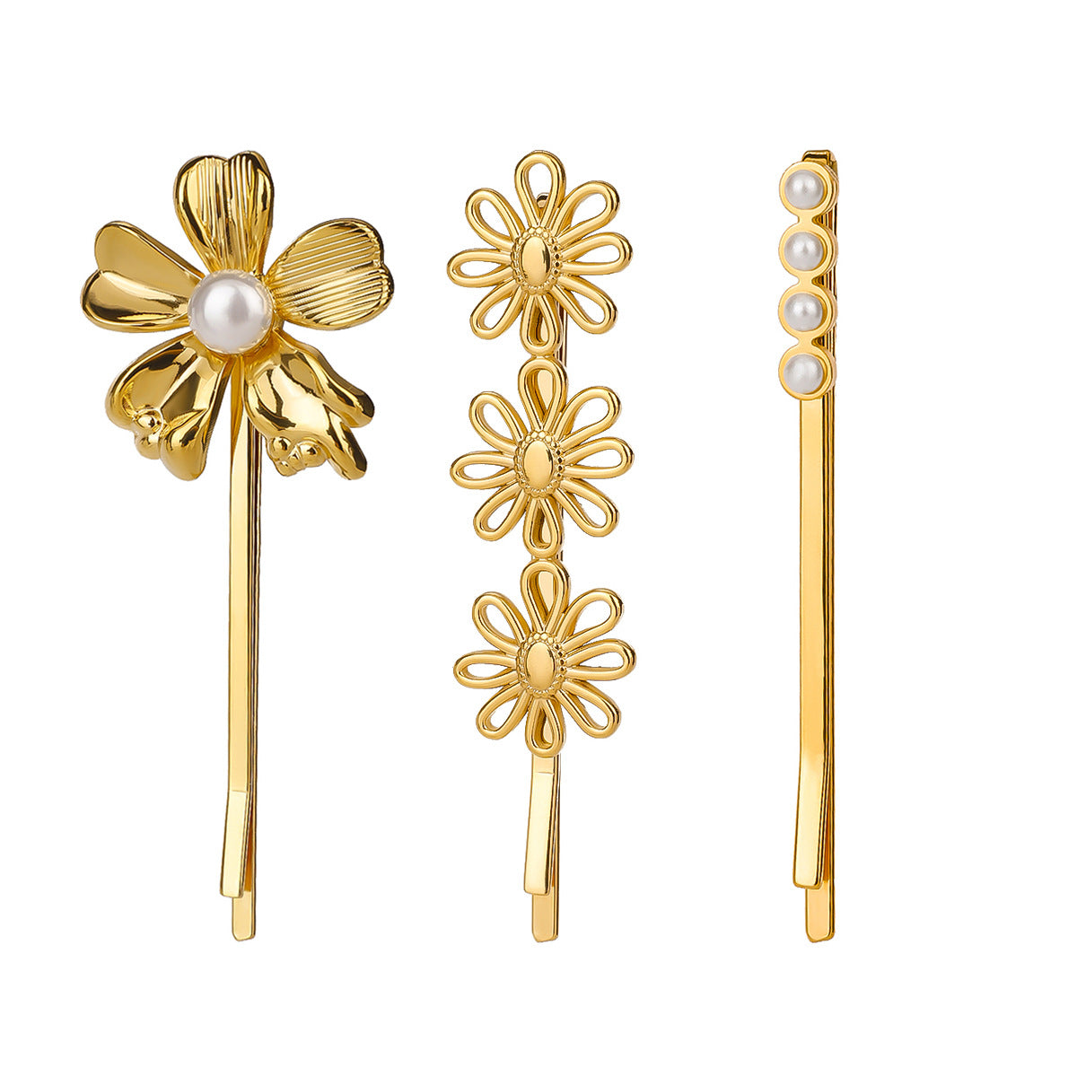 Lady's Flower Simple Titanium Steel Barrettes Suit