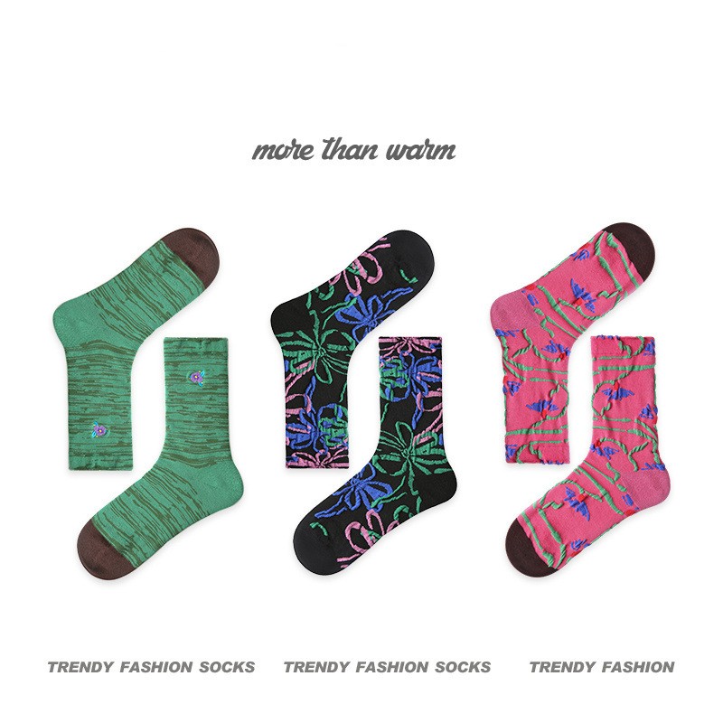 Classic Contrast Color Plaid Warmth Retention Material Tube Socks