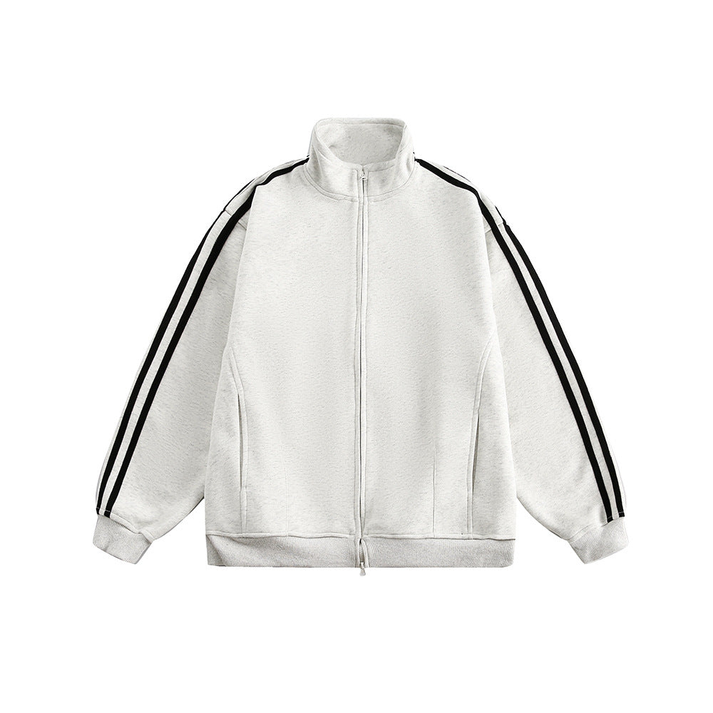 Women's American-style Retro Sports Three-bar Cardigan Sweater