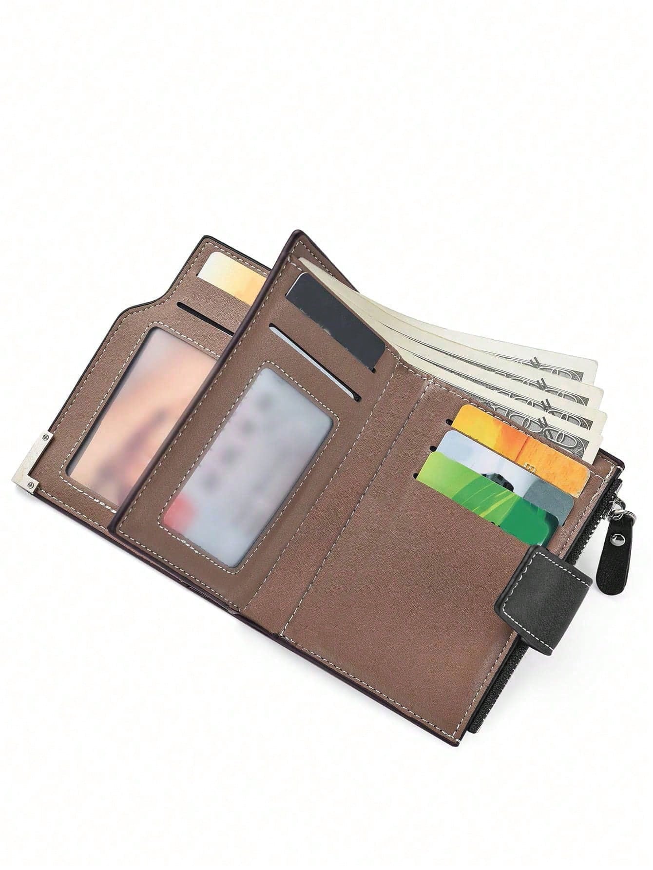 SHABILI Men'S Short Slim Wallet Multi-Slot Fashion New Style Business Soft Leather Vertical Bifold Wallet for Men Wallet Purse Wallet Men Wallet Leather