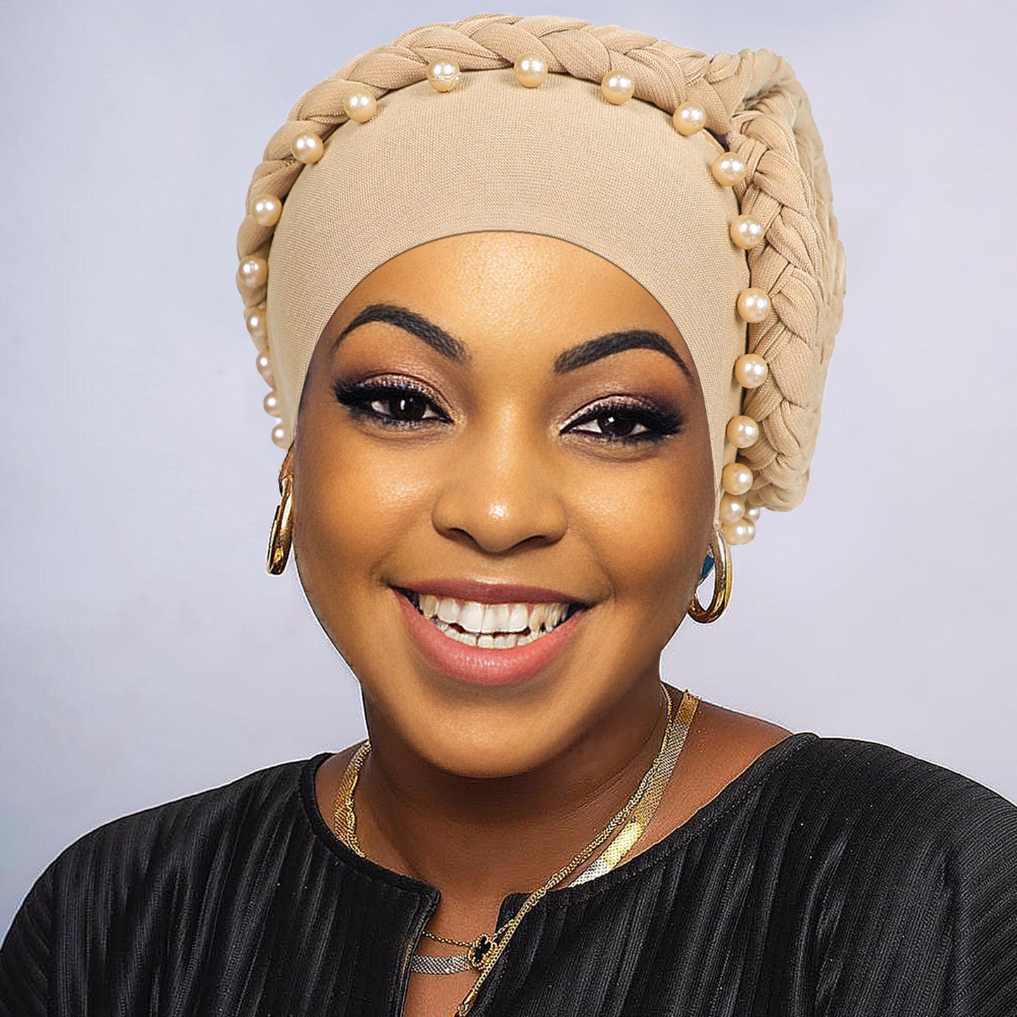 Beaded Floral Cap Pearl Braids