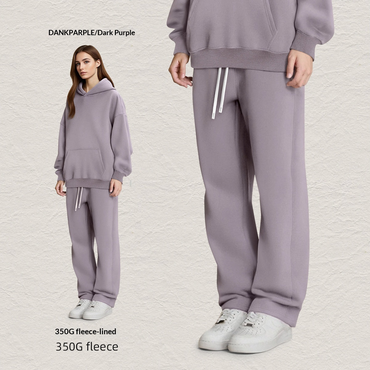 Men's Hooded Sweatshirt Fleece-lined Loose Sweatshirt Set