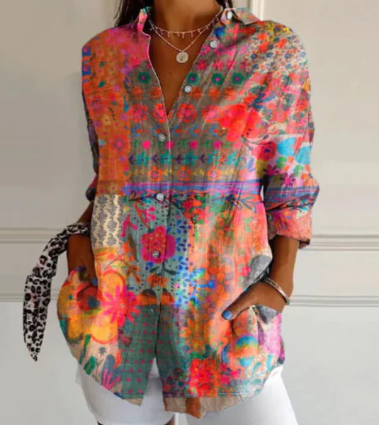 Women's Drop-shoulder Sleeve 3D Digital Printing Long-sleeved Shirt