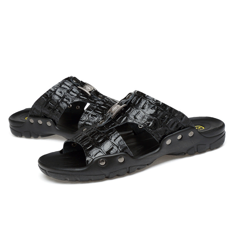 Grain Men's Sandals Summer Beach Shoes Foreign Trade Extra Large Size