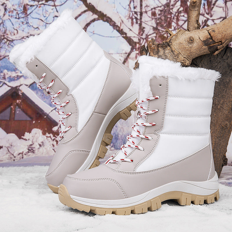 Winter Cotton Boots Outdoor Women's Fleece Lined Padded Warm Keeping Snow Boots