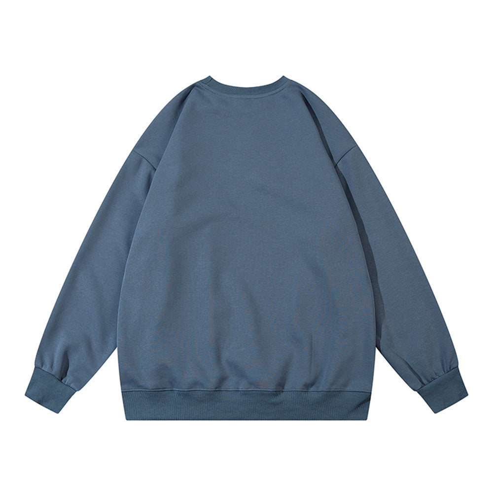 Men's Pullover Kitten Print Loose Round Neck Sweater