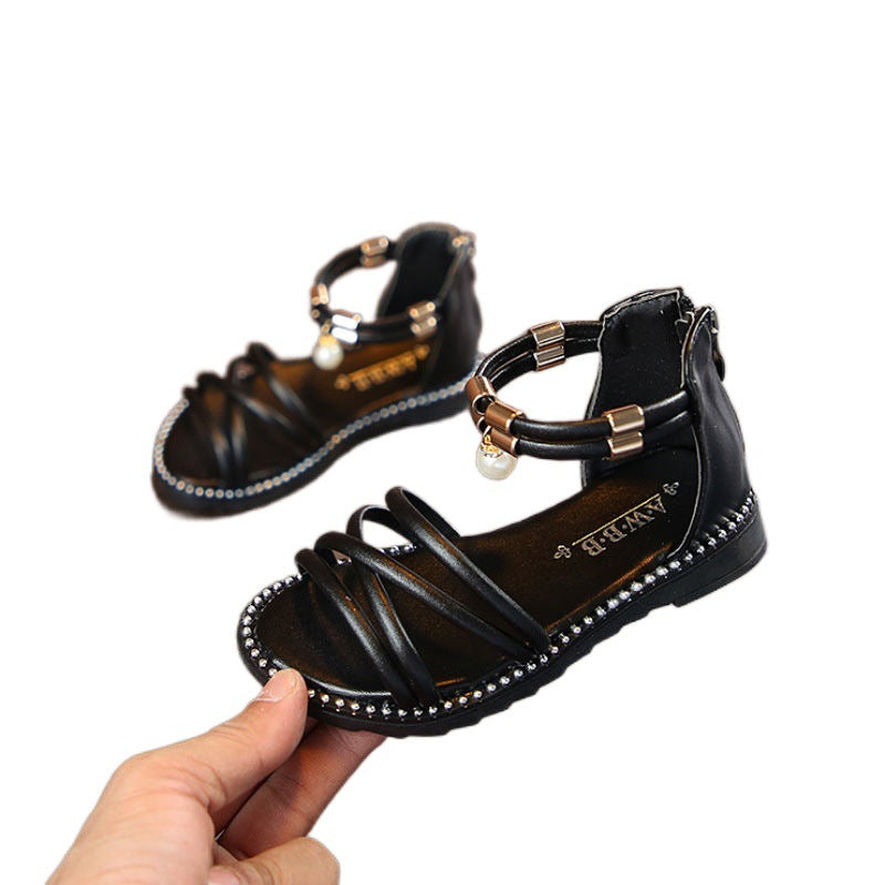 Pigesandaler, Westernstil, Romerske børnesko, Bløde såler, Netto røde prinsesser, Små piger, Babysandaler