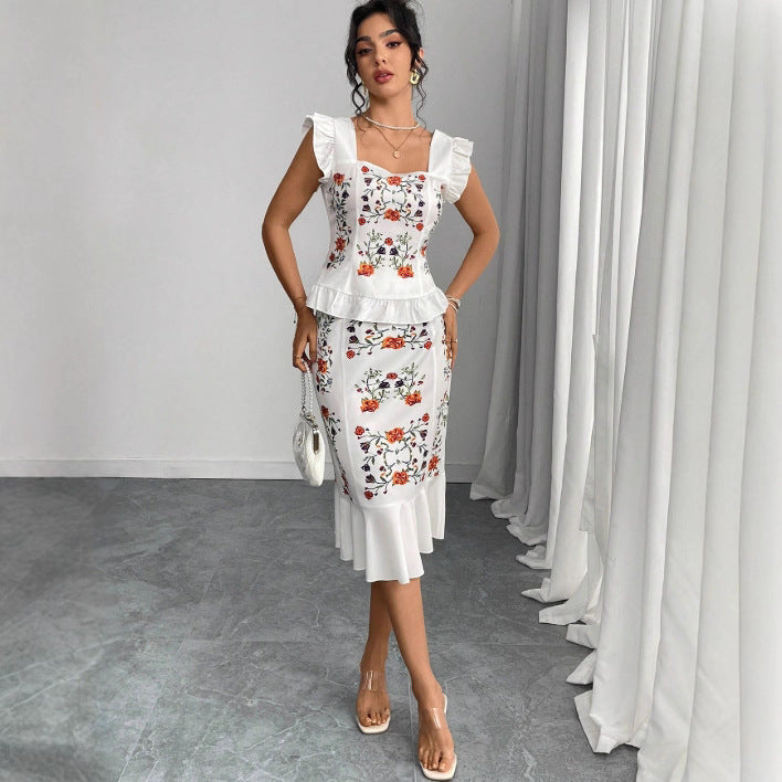 Women's Printed Top And Skirt