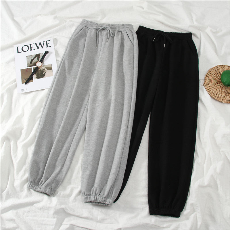 Fleece-lined Outer Wear Straight-leg Ankle-banded Pants