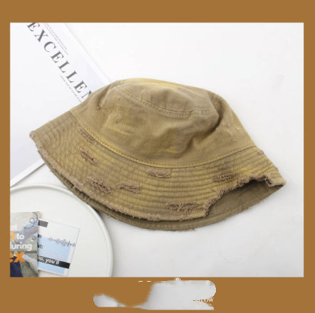 New Retro Distressed Denim Flat-brim Fisherman Hat