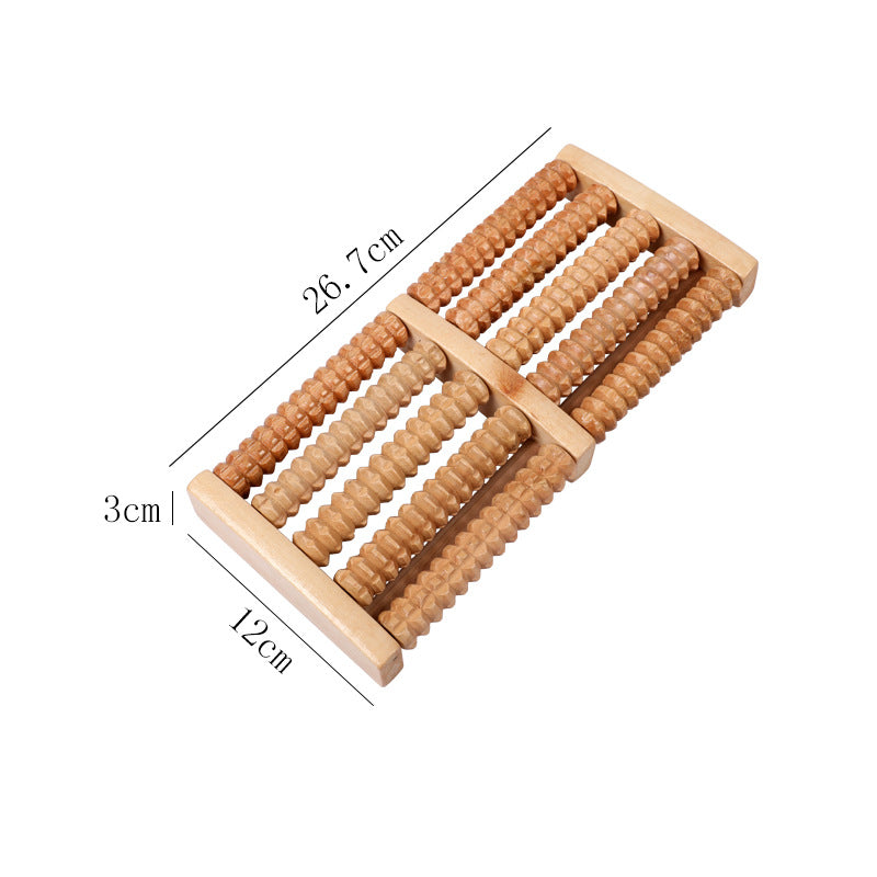 Wood Six Row Large Roller Foot Acupoint Hand Massage Foot Massager