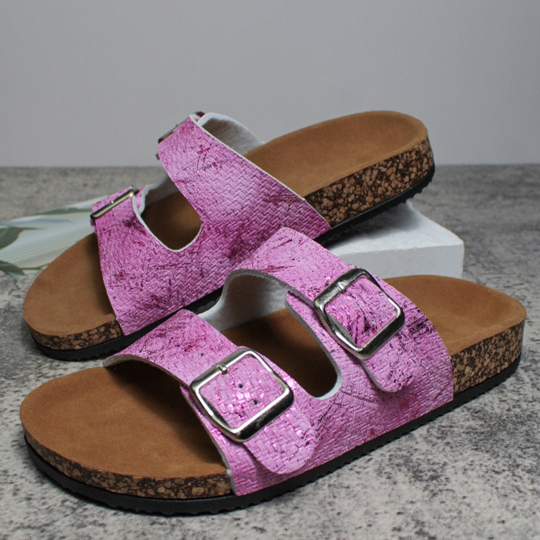 PU Surface Cork Sole Beach Slippers