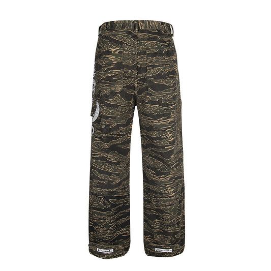 Casual All-match Camouflage Snake Year Limit Denim Paratrooper Pants