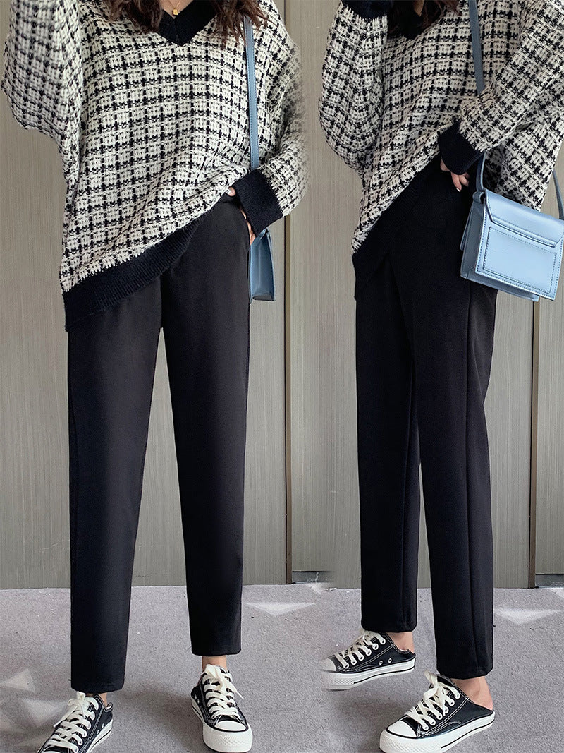 Autumn And Winter Women's High Waist Straight Tube Loose Cropped Suit Pants