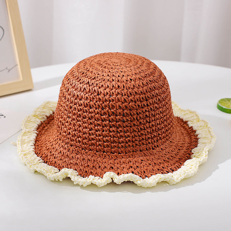 Colorblock Papyrus Foldable Children's Straw Hat