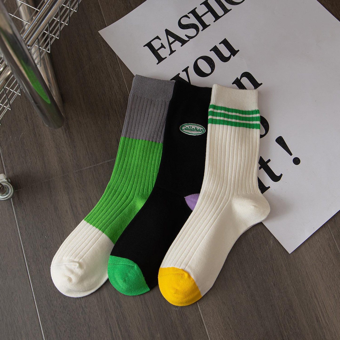 Double Needle Embroidery Women's Stockings Autumn And Winter Long Tube