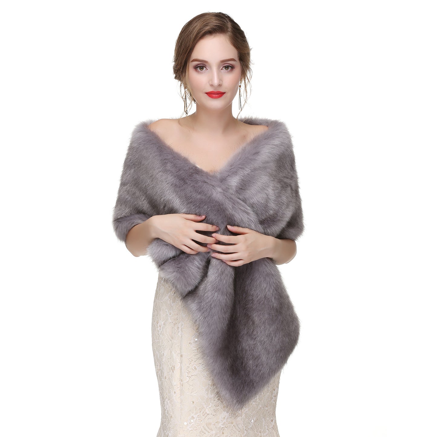 Wedding Dress Fox Fur Waistcoat Winter Warm Fur Shawl