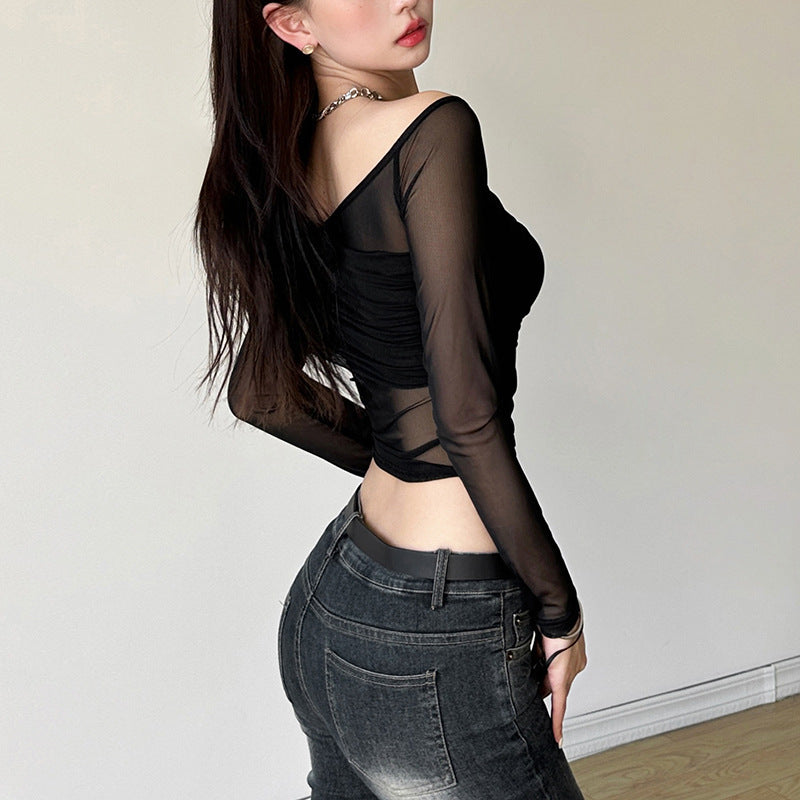 Womens Sexy Fashionable Slim-fit Long-sleeve Top
